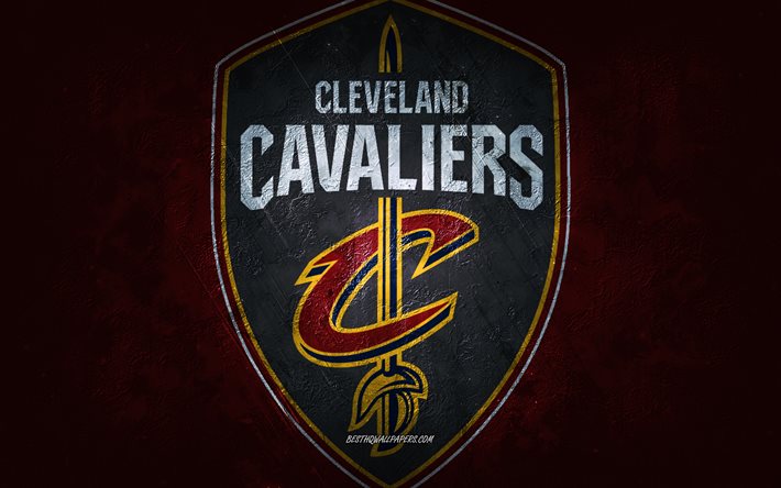 Cleveland Cavaliers, time de basquete americano, fundo de pedra cor de vinho, logotipo do Cleveland Cavaliers, arte grunge, NBA, basquete, EUA, emblema do Cleveland Cavaliers