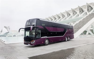Setra S 531 DT, autobus a due piani, autobus passeggeri, nuovo S 531 DT viola, autobus, Setra