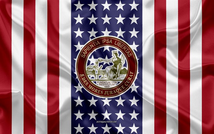 Embl&#232;me du Coll&#232;ge de Charleston, drapeau am&#233;ricain, logo du Coll&#232;ge de Charleston, Charleston, Caroline du Sud, &#201;tats-Unis, Coll&#232;ge de Charleston