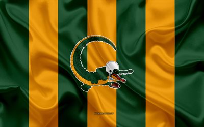 Cologne Crocodiles, German American Football Club, GFL, green-yellow silk flag, Cologne Crocodiles logo, German Football League, American Football, Cologne, Germany