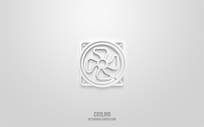 Icona 3d di raffreddamento, sfondo bianco, simboli 3D, raffreddamento, icone delle parti dell&#39;auto, icone 3D, segno di raffreddamento, icone 3D delle parti dell&#39;auto