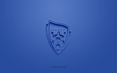 Sarpsborg 08 FF, creative 3D logo, blue background, Eliteserien, 3d emblem, Norwegian football club, Norway, 3d art, football, Sarpsborg 08 FF 3d logo