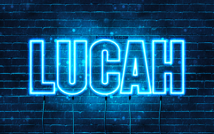 Lucah, 4k, bakgrundsbilder med namn, Lucah namn, bl&#229; neonljus, Lucah Birthday, Happy Birthday Lucah, popul&#228;ra italienska manliga namn, bild med Lucah namn