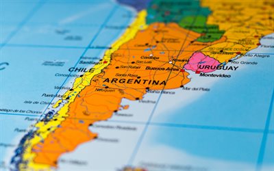 Mappa di Argentina, amministrativo mappa, macro, Sud America, mappa di Cile, Argentina