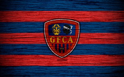 Gazelec Ajaccio FC, 4k, Ligue 2, football, wooden texture, France, Gazelec Ajaccio, soccer, football club, Liga 2, FC Gazelec Ajaccio