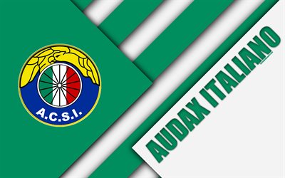 Audax Club Sportivo Italiano, 4k, Chilean football club, material design, white green abstraction, logo, emblem, Santiago, Chile, Chilean Primera Division, football, Audax Italiano