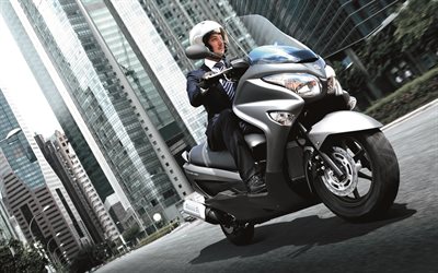 Suzuki burgman 125, 4k route en 2018, les v&#233;los, les scooters, le motard, le nouveau Suzuki Burgman