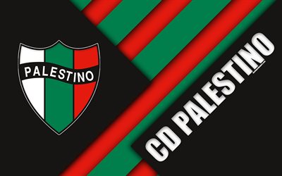 Club Deportivo Palestino, 4k, el Chileno club de f&#250;tbol, dise&#241;o de materiales, negro abstracci&#243;n, logotipo, emblema, Santiago, Chile, Chileno de Primera Divisi&#243;n, f&#250;tbol, Palestino FC