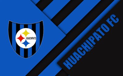 Huachipato FC, 4k, Chilen football club, materiaali suunnittelu, sininen musta abstraktio, logo, tunnus, Talcahuano, Chile, Chilen Primera Division, jalkapallo