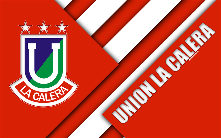 Union La Calera, Club Deportivo, 4k, Chilean football club, material design, red white abstraction, logo, emblem, La Calera, Chile, Chilean Primera Division, football