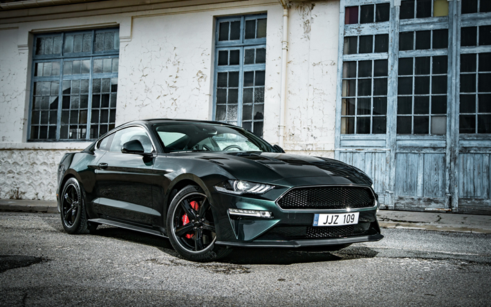 Ford Mustang Bullitt, 2018, el coup&#233; deportivo, verde Mustang tuning, deportes Americanos coches Ford