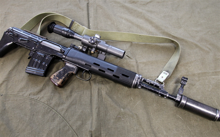 Dragunov SVU, SVU-AS, SVD sniper rifle, bullpup configuration, Sniper rifle, combat weapons, Russian rifles