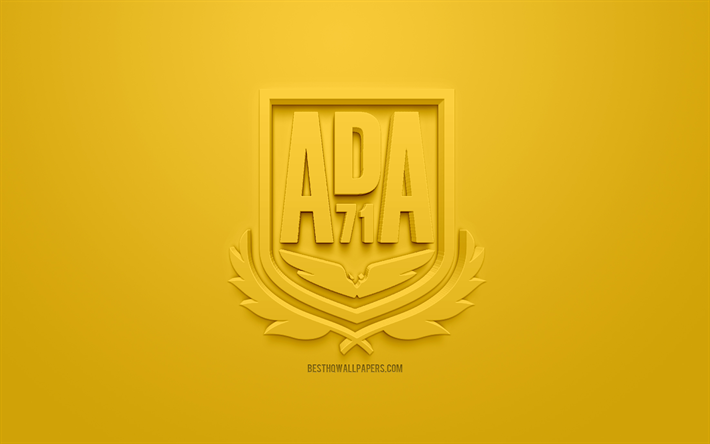 AN&#218;NCIO Alcorcon, criativo logo 3D, fundo amarelo, 3d emblema, Clube de futebol espanhol, A Liga 2, Segunda, Alcorcon, Espanha, Arte 3d, futebol, Logo em 3d