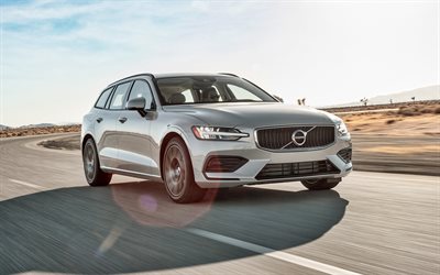 Volvo V60, 4k, estrada, 2019 carros, vag&#245;es, borr&#227;o de movimento, 2019 Volvo V60, sueco de carros, Volvo