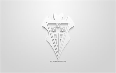 Albacete Balompie, yaratıcı 3D logo, beyaz arka plan, 3d amblem, İspanyol Futbol Kul&#252;b&#252;, La 2 Lig, Segunda, Albacete, İspanya, 3d sanat, futbol, 3d logo, Albacete FC