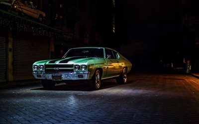 Chevrolet Chevelle SS, muscle cars, 1970 cars, night, retro cars, 1970 Chevrolet Chevelle, american cars, Chevrolet