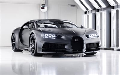 Bugatti Chiron Noire, 4k, tuning, 2020-autot, autotalli, hypercars, 2020 Bugatti Chiron, Bugatti