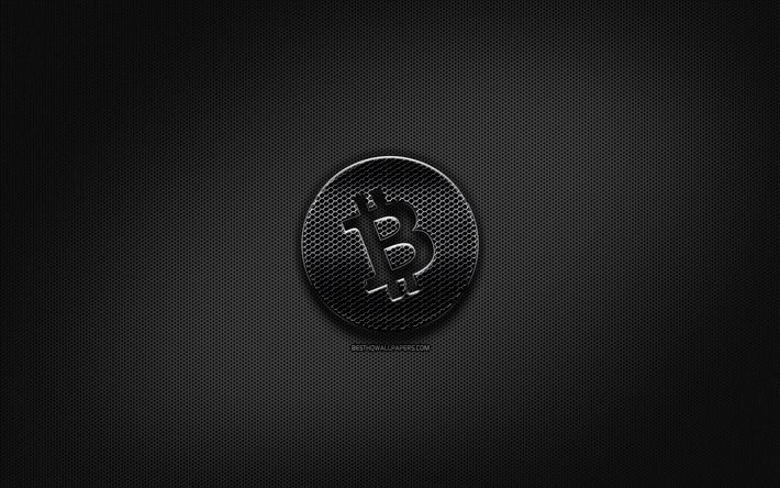 ビットコインのキャッシュ黒ロゴ, cryptocurrency, グリッドの金属の背景, ビットコインのキャッシュ, 作品, 創造, cryptocurrency看板, ビットコインロゴキャッシュ
