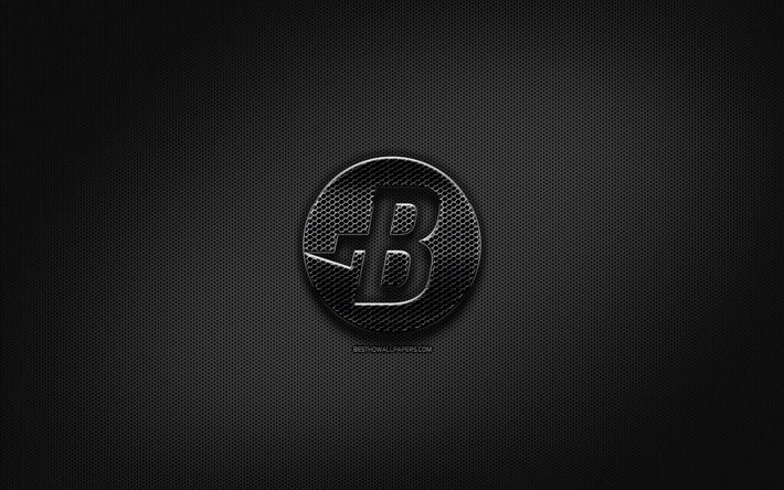 Burstcoin musta logo, kryptovaluutta, grid metalli tausta, Burstcoin, kuvitus, luova, kryptovaluutta merkkej&#228;, Burstcoin logo