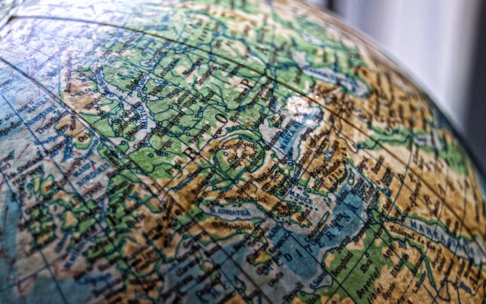 globus, karte von europa auf einem globus, weltkarte, landkarte von europa