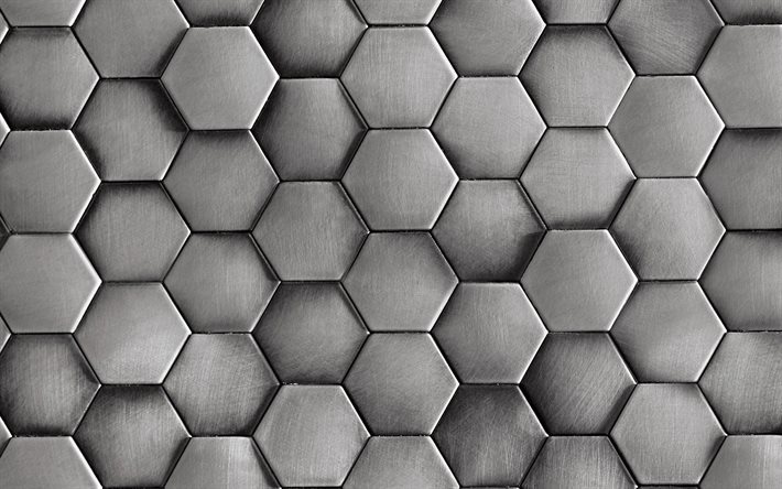 hexagone m&#233;tal texture, en m&#233;tal arri&#232;re-plan, l&#39;hexagone, la texture de l&#39;acier, m&#233;tal, texture, abstrait m&#233;tal fond