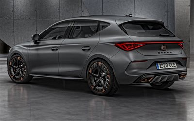 Seat Leon Cupra, 2020, 4K, vista posterior, exterior, gris hatchback, el nuevo gris Leon Cupra, espa&#241;ol coches, Asiento de