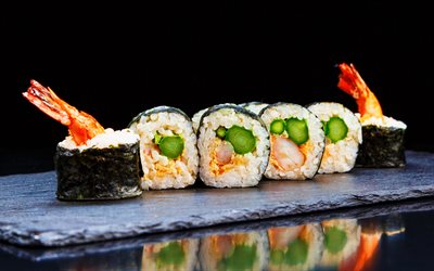 Maki, sushi, comida asi&#225;tica, sushi de camar&#227;o, fastfood