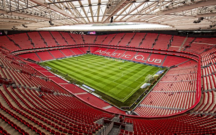 Download Wallpapers San Mames Stadium Athletic Bilbao Stadium Inside View Green Soccer Field La Liga Football Bilbao Basque Country Spain For Desktop Free Pictures For Desktop Free