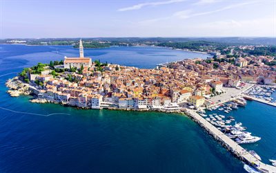 Rovinj, Adriatic Sea, summer, tourism, beautiful city, Rovinj cityscape, Istria, Croatia, Istrian peninsula