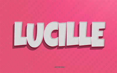 Lucille, pink lines background, wallpapers with names, Lucille name, female names, Lucille greeting card, line art, picture with Lucille name