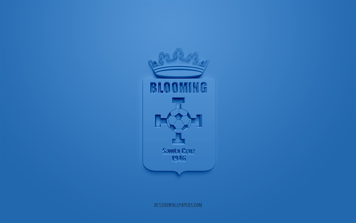 クラブブルーミング, クリエイティブな3dロゴ, 青い背景, ボリビアプリメーラ部門, 3dエンブレム, ボリビアサッカークラブ, ボリビア, 3dアート, フットボール, clubblooming3dロゴ