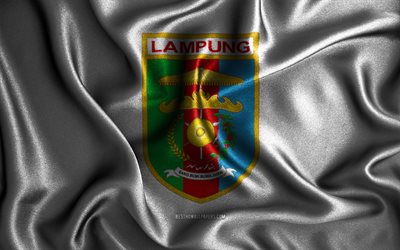 Lampung flag, 4k, silk wavy flags, indonesian provinces, Day of Lampung, fabric flags, Flag of Lampung, 3D art, Lampung, Asia, Provinces of Indonesia, Lampung 3D flag, Indonesia