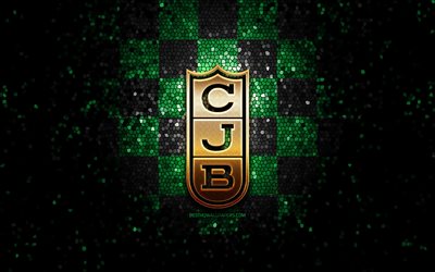 Club Joventut Badalona, glitter logo, ACB, gren black checkered background, spanish basketball team, Joventut Badalona logo, mosaic art, basketball, Joventut Badalona