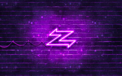 Zagato violet logo, 4k, violet brickwall, Zagato logo, cars brands, Zagato neon logo, Zagato