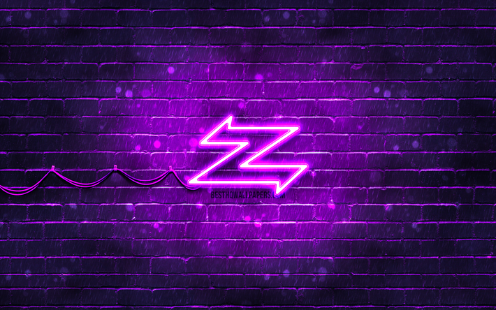 zagato violett logotyp, 4k, violett tegelv&#228;gg, zagato logotyp, bilm&#228;rken, zagato neon logotyp, zagato