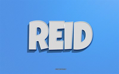 Reid, blue lines background, wallpapers with names, Reid name, male names, Reid greeting card, line art, picture with Reid name