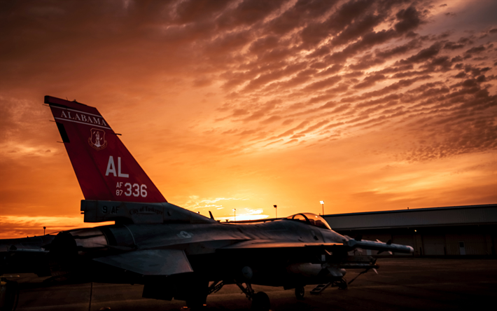 general dynamics f-16 fighting falcon, fuerza a&#233;rea de ee uu, alabama, f-16, aviones de combate, aviones militares, estados unidos