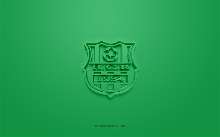 rc relizane, logotipo creativo en 3d, fondo verde, club de f&#250;tbol argelino, ligue professionnelle 1, relizane, argelia, arte 3d, f&#250;tbol, ​​logotipo rc relizane en 3d