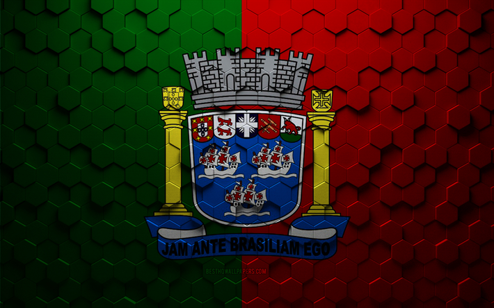 Flag of Porto Seguro, honeycomb art, Porto Seguro hexagons flag, Porto Seguro 3d hexagons art, Porto Seguro flag