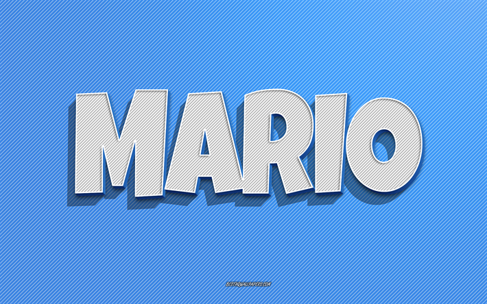 Mario, blue lines background, wallpapers with names, Mario name, male names, Mario greeting card, line art, picture with Mario name
