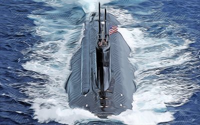 يو إس إس كونيتيكت, 4k, ناقلات الفن, ssn-22, غواصات, بحرية الولايات المتحدة, الجيش الأمريكي, سفن مجردة, سفينة حربية, البحرية الأمريكية, فئة seawolf, يو إس إس كونيتيكت ssn-22