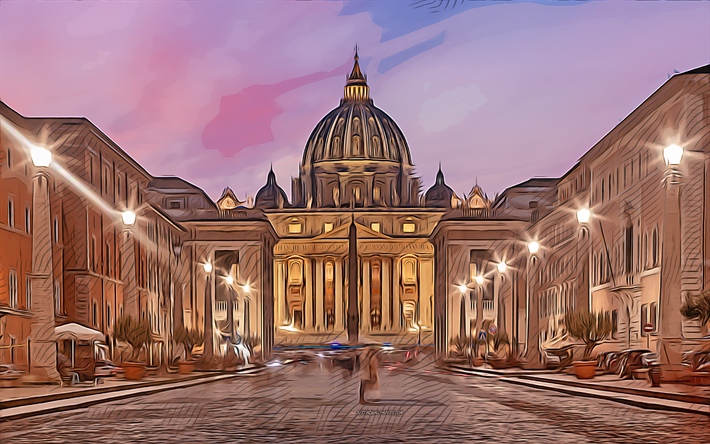 rome_italy_vatican_st_peters_basilica_vatican_city_st_peters_cathedral_architecture_city_night_sky_sunset_79265_640x1136  | Rome italy vatican, St peters basilica, Cathedral architecture