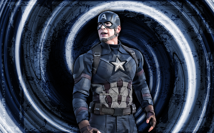 4k, captain america, bl&#229; grungebakgrund, superhj&#228;ltar, avengers infinity war, steven rogers, vortex, captain america 4k, captain america infinity war