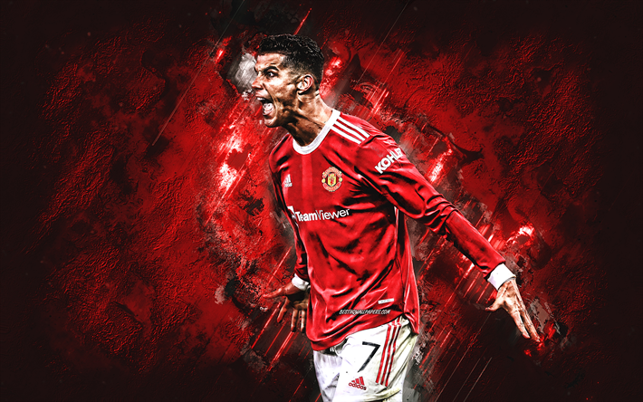 Download wallpapers Cristiano Ronaldo, Manchester United FC, red stone  background, Ronaldo Manchester United, CR7 Manchester, football star,  football for desktop free. Pictures for desktop free