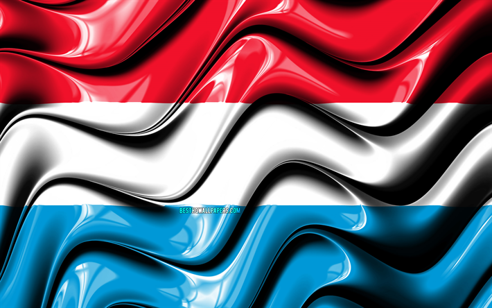 Drapeau luxembourgeois, 4k, l&#39;Europe, symbole national, le Drapeau de Luxembourg, art 3D, le Luxembourg, les pays Europ&#233;ens, le Luxembourg 3D drapeau