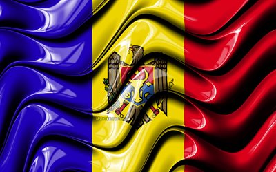 Moldavo bandeira, 4k, Europa, s&#237;mbolos nacionais, Bandeira da Mold&#225;via, Arte 3D, Mold&#225;via, Pa&#237;ses europeus, Mold&#225;via 3D bandeira