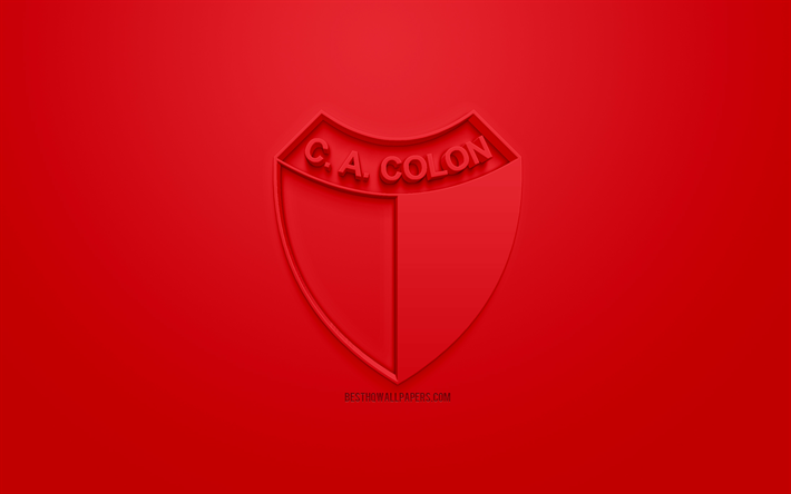 CA Kolon, yaratıcı 3D logo, kırmızı bir arka plan, 3d amblem, Arjantinli Futbol Kul&#252;b&#252;, ıskoc Premier League i&#231;inde Arjantin, Santa Fe, Arjantin, 3d sanat, Lig, futbol, Birinci Lig, şık 3d logo, Colon Santa FE