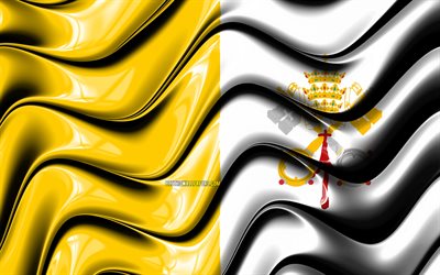 バチカン地区フラグ, 4k, 欧州, 国立記号, フラグのバチカン, 3Dアート, バチカン, 欧州諸国, バチカン地区旗3D