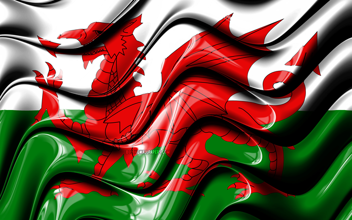 welsh flag, 4k, europa, die nationalen symbole, die flagge von wales, 3d-kunst, wales, europ&#228;ische l&#228;nder, wales 3d flag