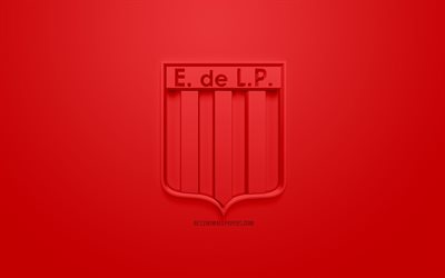 Estudiantes de La Plata, creative 3D logo, red background, 3d emblem, Argentinean football club, Superliga Argentina, La Plata, Argentina, 3d art, Primera Division, football, First Division, stylish 3d logo